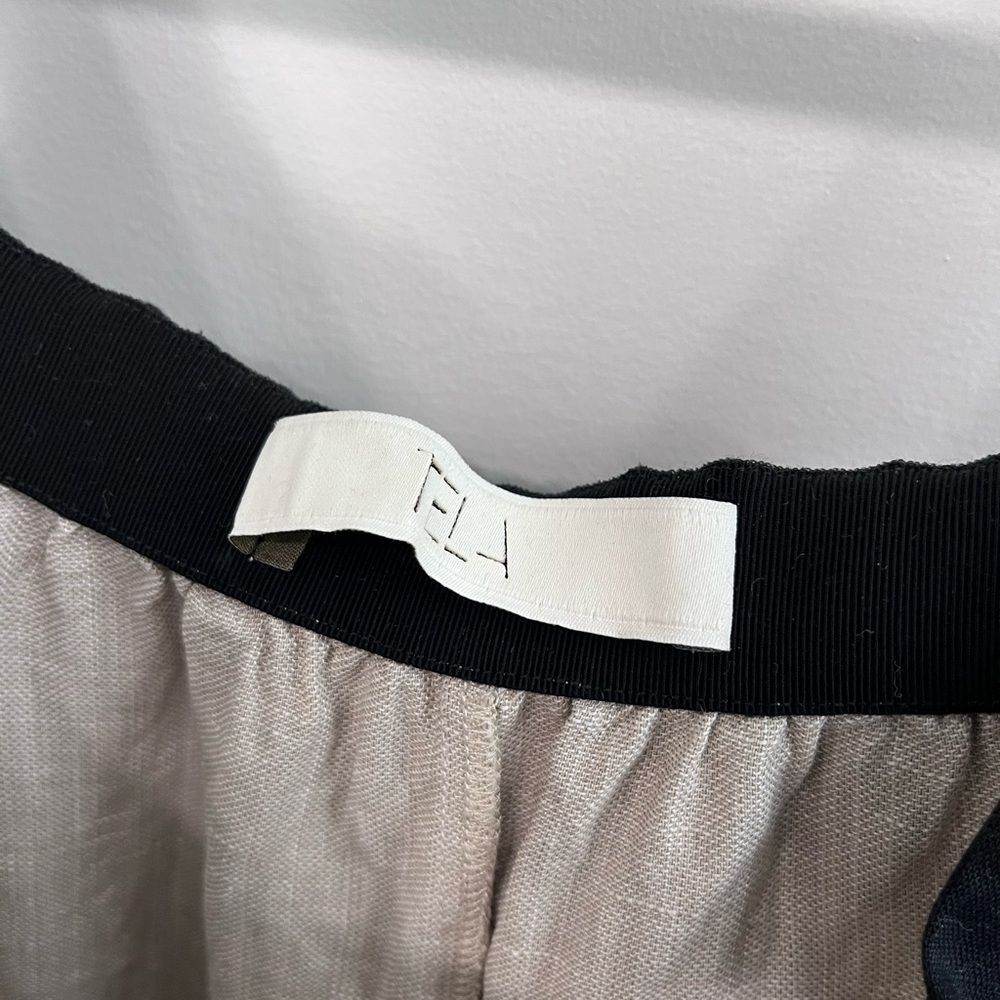 $650 TELA Cima Color Block Linen Shift Dress Black Tan with Pockets Size Medium - Picture 2 of 9